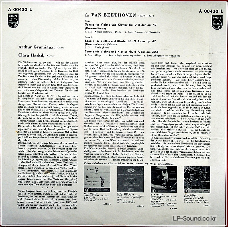 BEETHOVEN - THE COMPLETE VIOLIN SONATAS PHILPS A 00430 L