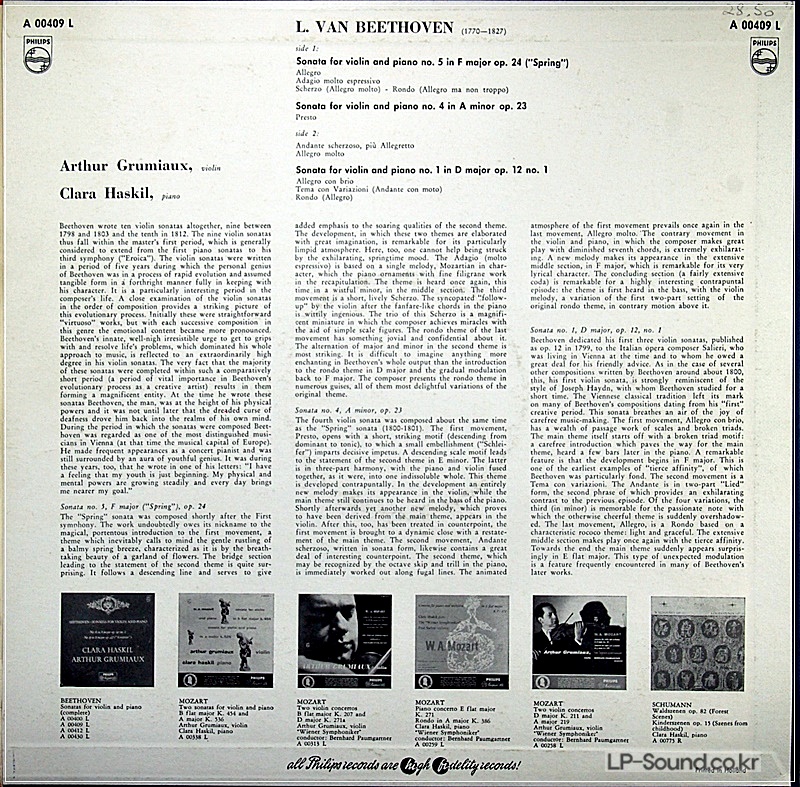 BEETHOVEN - THE COMPLETE VIOLIN SONATAS PHILPS A 00409 L