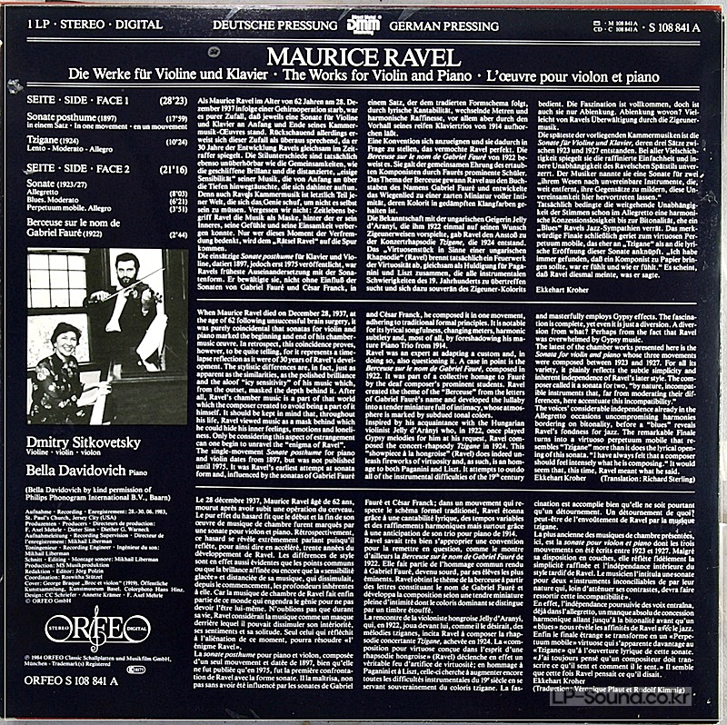 RAVEL  DMITRY SITKOVETSKY VIOLIN SONATAS  ORFEO