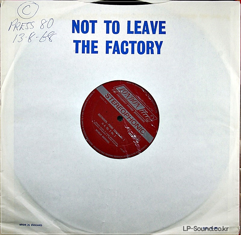 BEETHOVEN : PIANO SONATA No.2  BACKHAUS  CS6585  TEST PRESSING