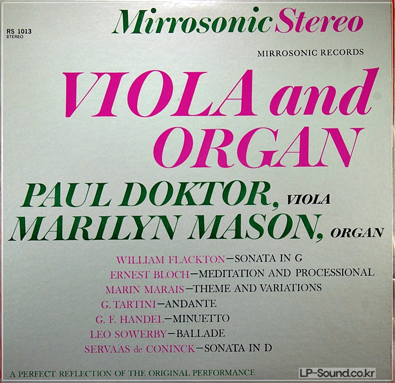 PAUL DOKTOR, MARILYN MASON (2) – VIOLA AND ORGAN MIRROSONIC – RS 1013
