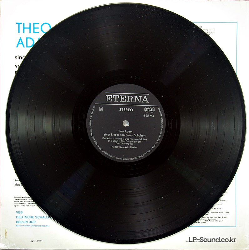 THEO ADAM SINGT LIEDER VON FRANZ SCHUBERT - LP AUF ETERNA STEREO