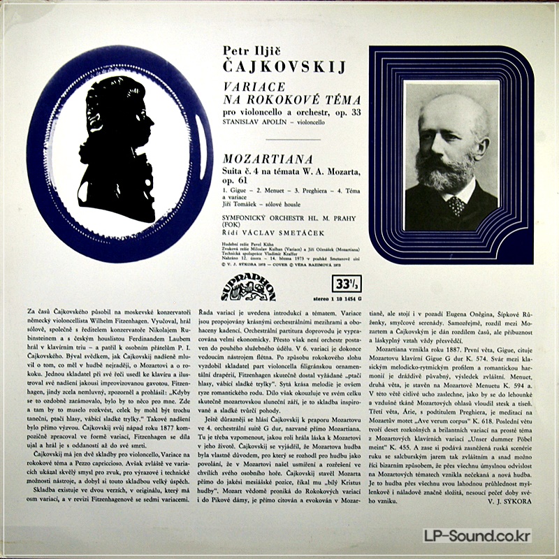 TCHAIKOVSKY ROCOCO VARIATIONS MOZARTIANA APOLIN CELLO   SUPRAPHON 1101454