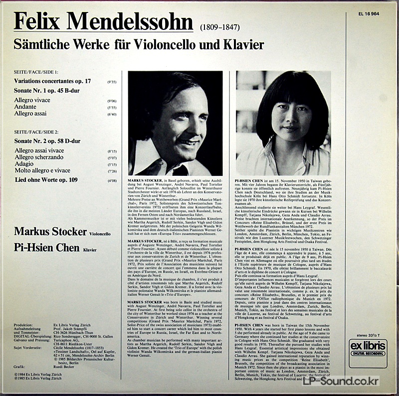 MENDELSSOHN SAMTLICHE WERKE FUR VIOLONCELLO UND KLAVIER