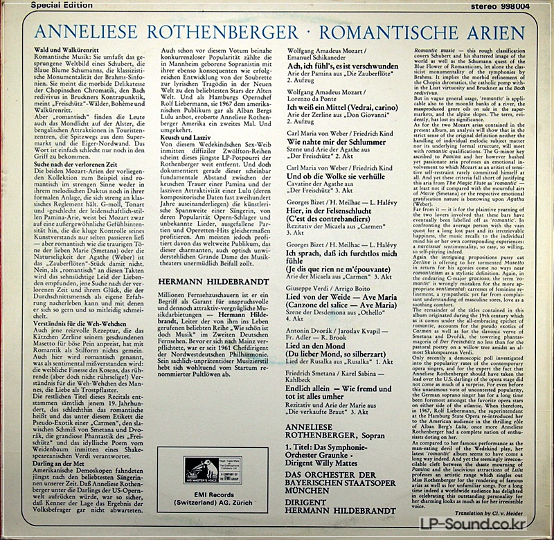 ANNELIESE ROTHENBERGER - ROMANTISCHE ARIEN  EMI 998004