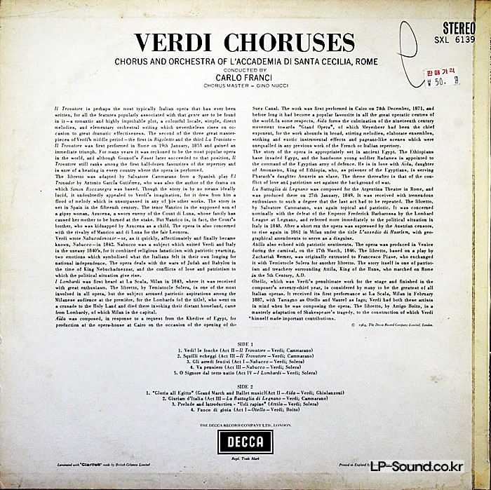 VERDI CHORUSES CARLO FRANCISXL 6139