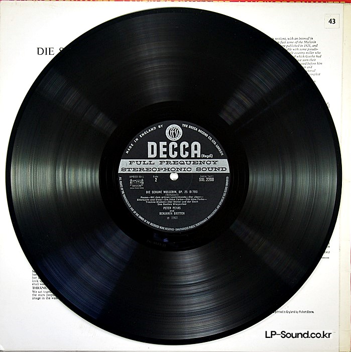 SCHUBERT DIE SCHONE MULLERIN PEARS BRITTEN DECCA SXL 2020