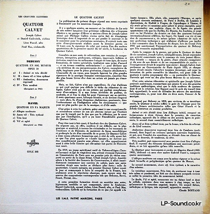 DEBUSSY RAVEL QUATUOR CALVET COLC 303