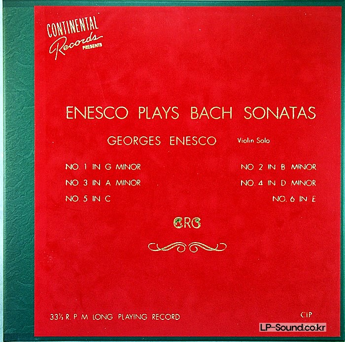 ENESCO PLAYS BACH SONATAS GEORGES ENESCO VIOLIN SOLO CONTINENTAL CLP 104-106