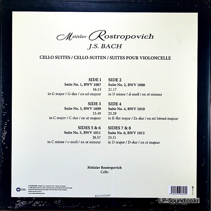 BACH - SUITES FOR UNACCOMPANIED CELLO BWV 1007-1012  NO OPEN