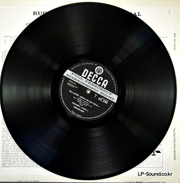 RECITAL RUGGIERO RICCI  VIOLIN SOLO  DECCA SXL 2240 ED1