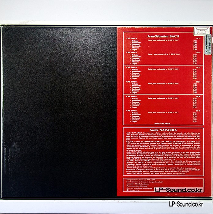 ANDRE NAVARRA BACH CELLO SUITES BWV 1007 1012 FRENCH ORIGINAL CALLIOPE 3 LP