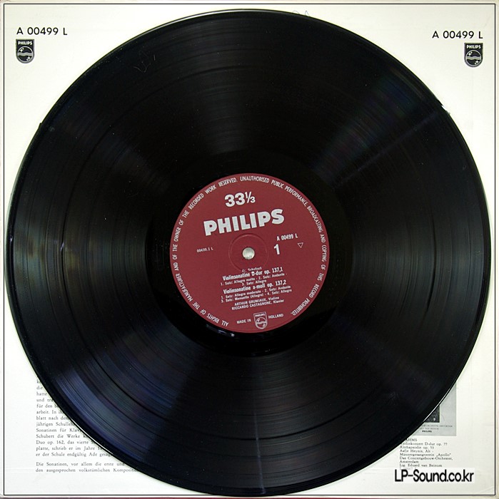 SCHUBERT 4 VIOLIN SONATASGRUMIAUX, CASTAGNONE  PHILIPS A00499L