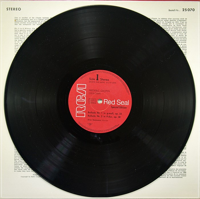 CHOPIN 4 BALLADEN ARTUR RUBINSTEIN RCA VICTOR RED SEAL – 25 070