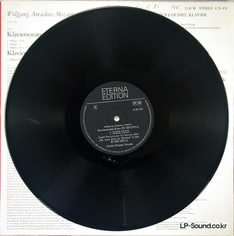 CECILE OUSSET MOZART PIANO SONATAS LP ETERNABLACK