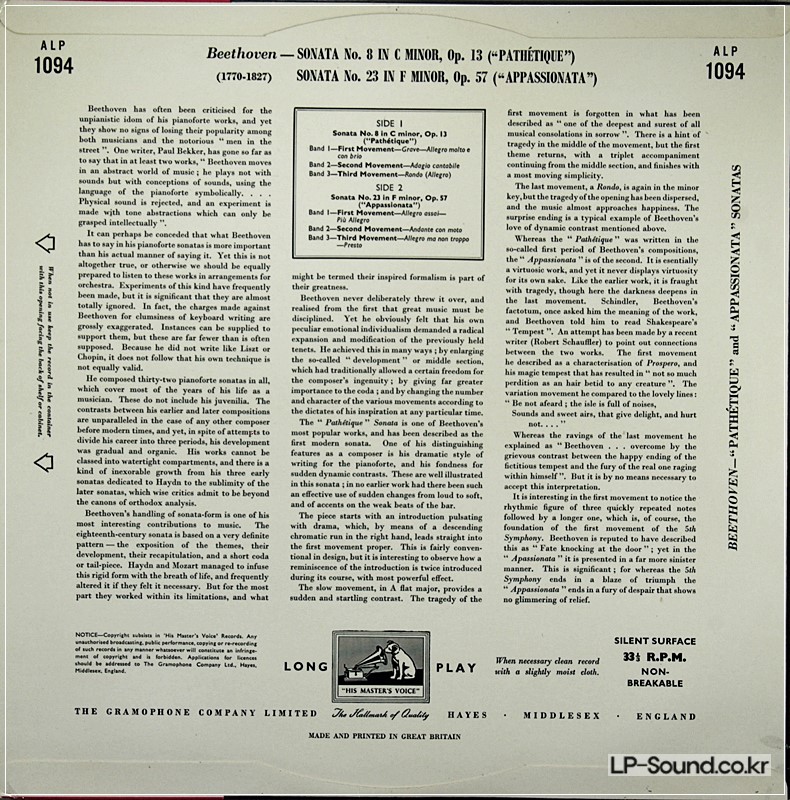 BEETHOVEN PATHETIQUE & APPASSIONATA SONATAS FISCHER ALP 1094