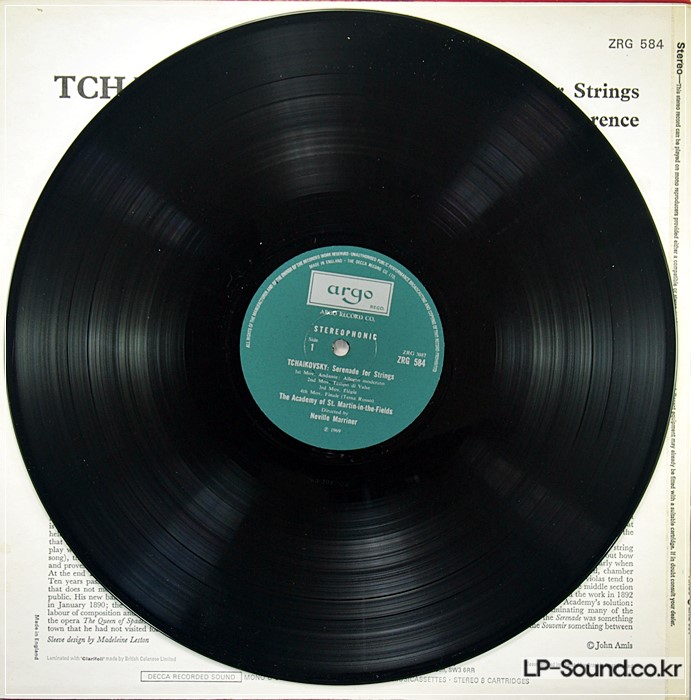 TCHAIKOVSKY SERENADE & SOUVENIR DE FLORENCEARGO ZRG 584