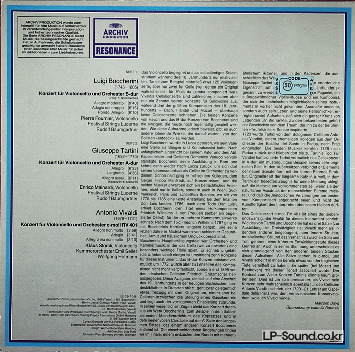 THE BAROQUE CELLO - CONCERTOS BY VIVALDI • BOCCHERINI & TARTINI