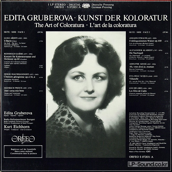 EDITA GRUBEROVA - KUNST DER KOLORATUR L'ART DE LA COLORATURA CONCERT ORFEO