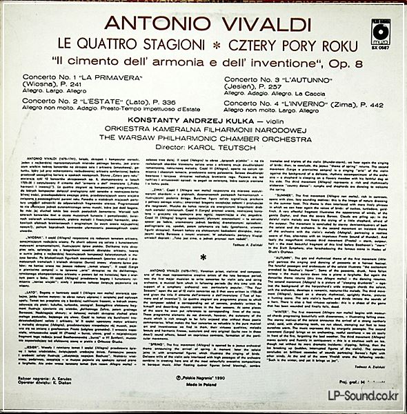 VIVALDI 4 SEASONS KULKA VIOLIN TEUTSCH WARSAW PCHO MUZA SX-587