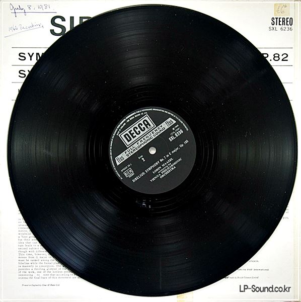 SIBELIUS - SYMPHONY NO. 5 & 7 VIENNA PO, MAAZEL - UK DECCA SXL 6236