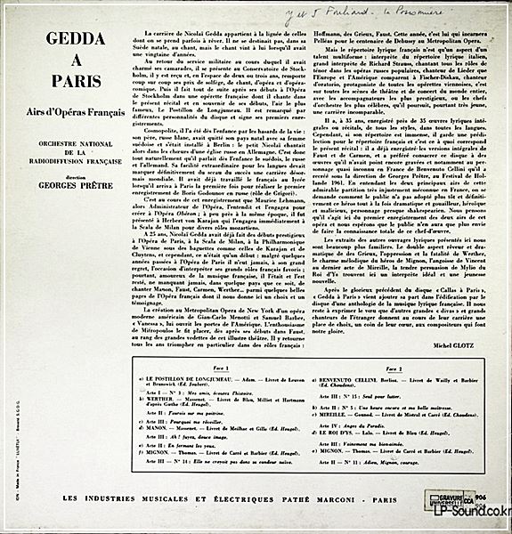 GEDDA A' PARIS. NICOLAI GEDDA / PRETRE ONRF  CCA 906
