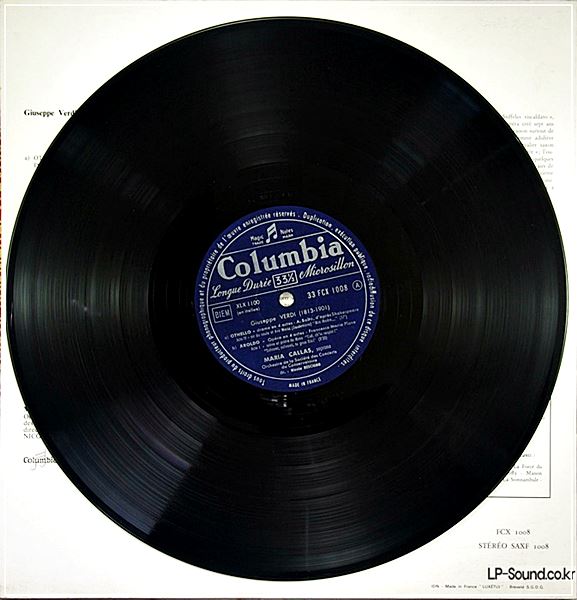 MARIA CALLAS - VERDI ARIAS I - COLUMBIA EMI FCX 1008 - LP FRANCE DOWEL