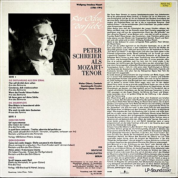WOLFGANG AMADEUS MOZART - ARIAS/ PETER SCHREIER, OTMAR SUITNER