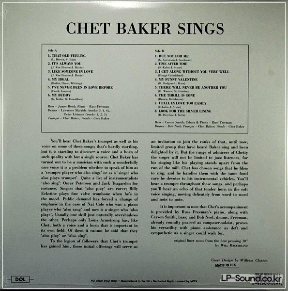 CHET BAKER SINGS DELUXE GATEFOLD EDITION  DOL 797 HGG