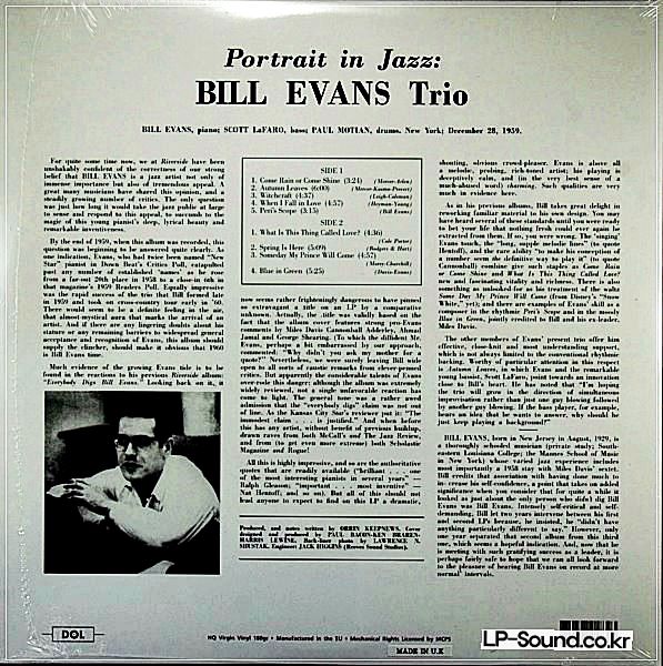 PORTRAIT IN JAZZ BILL EVANS TRIO
