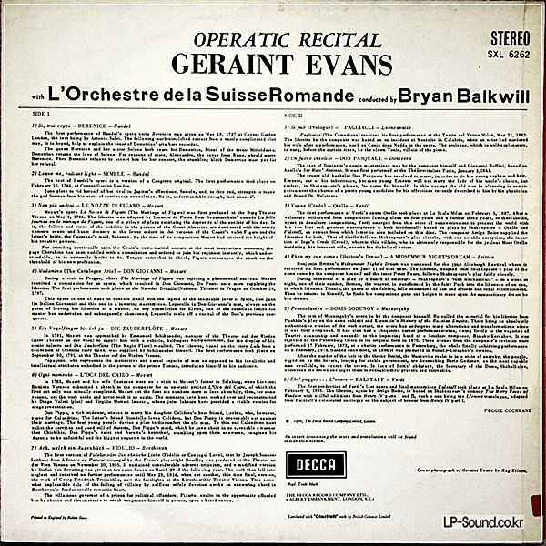 GERAINT EVANS OPERATIC RECITA  SXL 6262