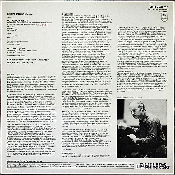 STRAUSS DON QUIXOTE TIBOR DE MACHULA BERNARD HAITINK PHILIPS 9500 440