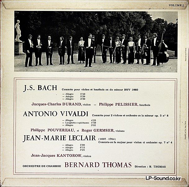 KANTOROW, BERNARD THOMAS – BACH VIVALDI LECLAIR VIOLIN CTOS PRIVATE