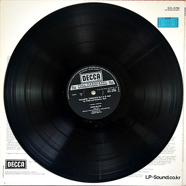 PAGANINI ~ VIOLIN CONCERTO NO.1 ~ SXL 6798