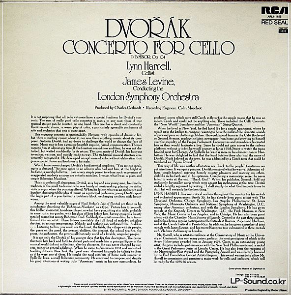 DVORAK: CONCERTO FOR CELLO LYNN HARRELL RCA