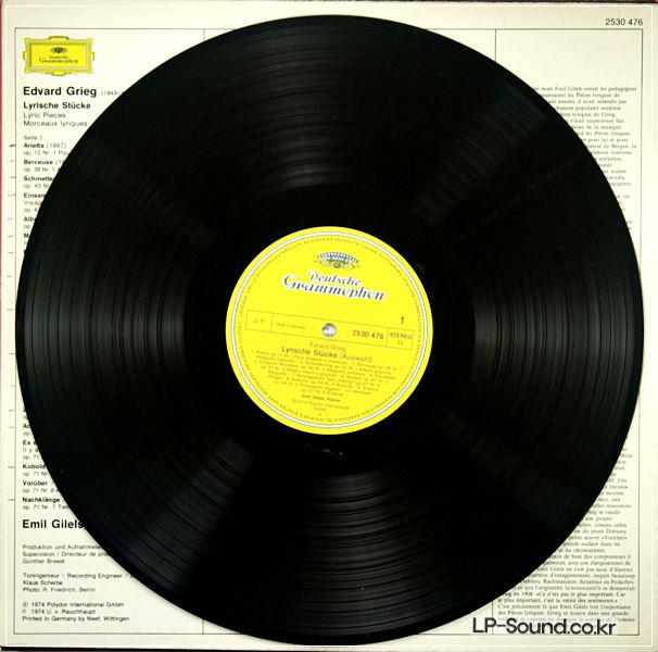 EMILE GILELS - FROM THE LYRIC PIECES // EDWARD GRIEG DG 2530 476