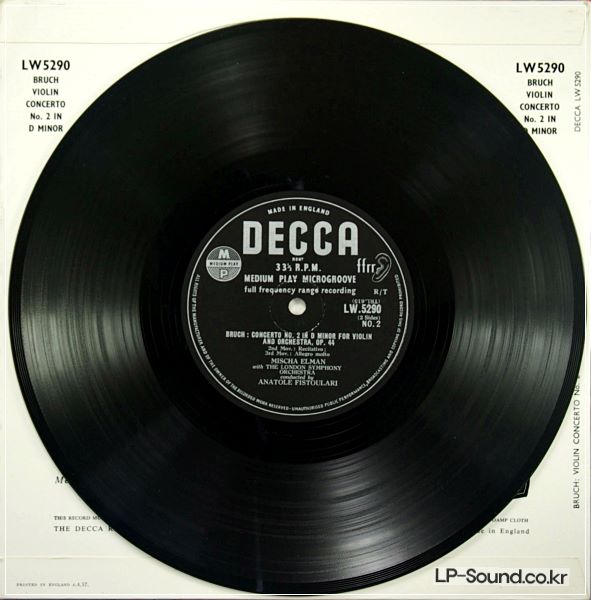 MISCHA ELMAN,FISTOULARI,LSO,BRUCH,CONC #2,DECCA LW 5290