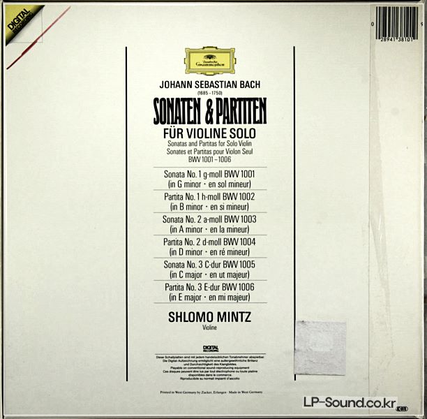 BACH SONATEN & PARTITEN SHLOMO MINTZ RARE 3LP BOX SET DGG DIGITAL
