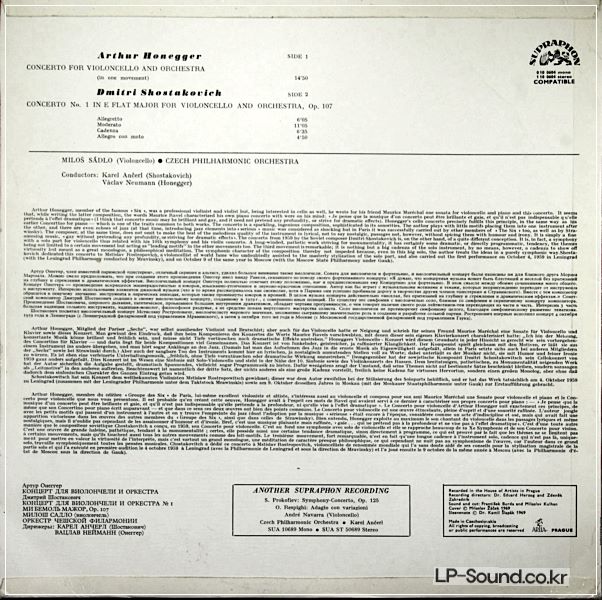 HONEGGER SHOSTAKOVICH MILOS SADLO KAREL ANCERL SUPRAPHON 1100604