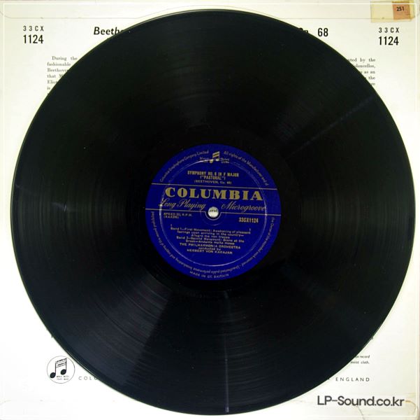 BEETHOVEN SYMPHONY NO 6 PASTORALKARAJAN  33CX 1124