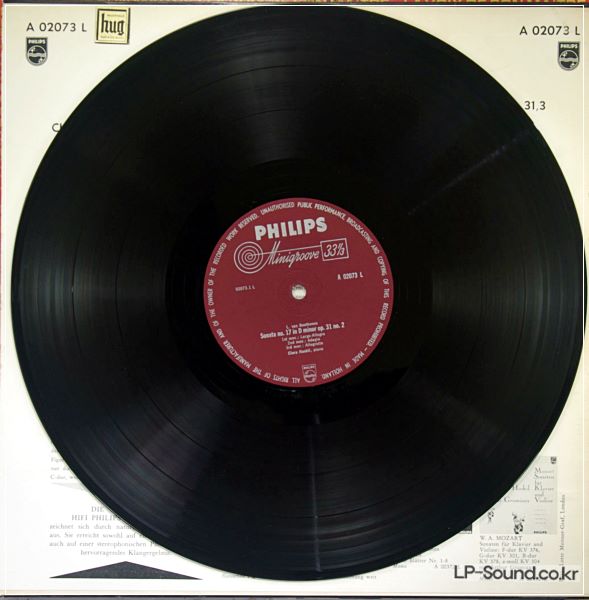 BEETHOVEN  SONATA  SCLARA HASKIL PHILIPS A 02072 L