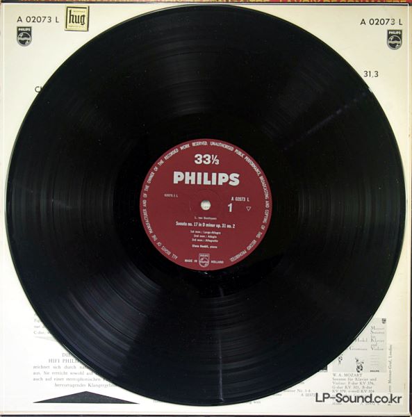 BEETHOVEN SONATA  SCLARA HASKIL PHILIPS A 02072 L