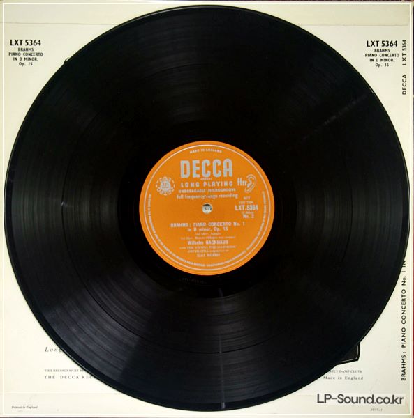 BRAHMS CONCERTO NO. 1 FOR PIANO ORCHESTRA  DECCA LXT 5364