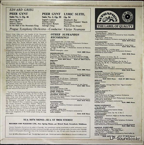 EDVARD GRIEG PEER GYNT SUITES / LYRIC SUITE  SUA ST 50034 RED