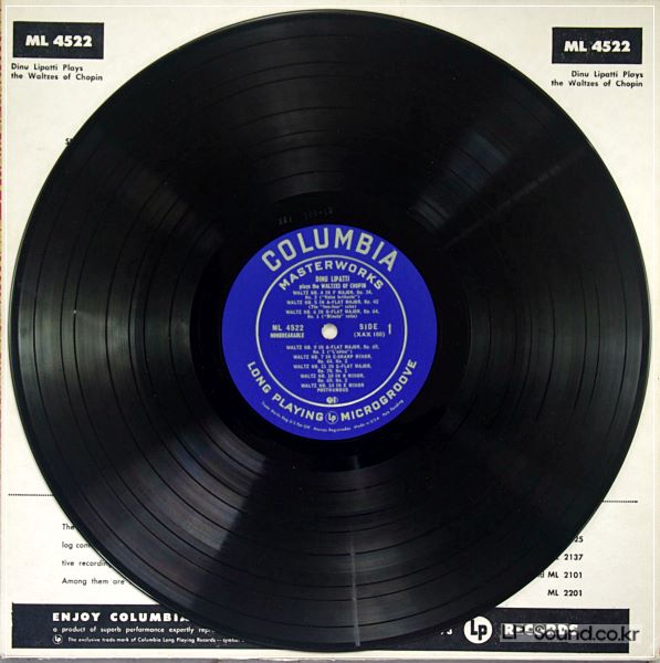 CHOPIN WALTZES BY  DINU LIPATTI PLAYS PIANO ML-4522