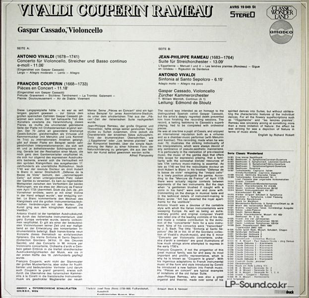 GASPAR CASSADO CELLO VIVALDI COUPERIN RAMEAU AMADEO
