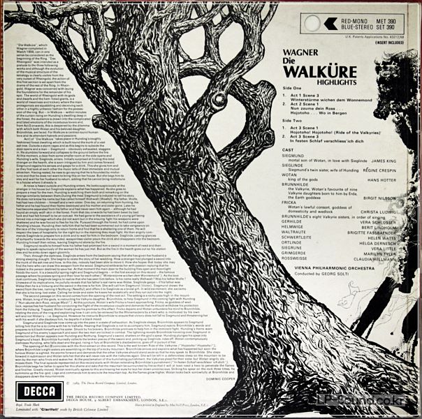 WAGNER DIE WALKURE /SOLTI - NILSSON   DECCA SET 390 WB