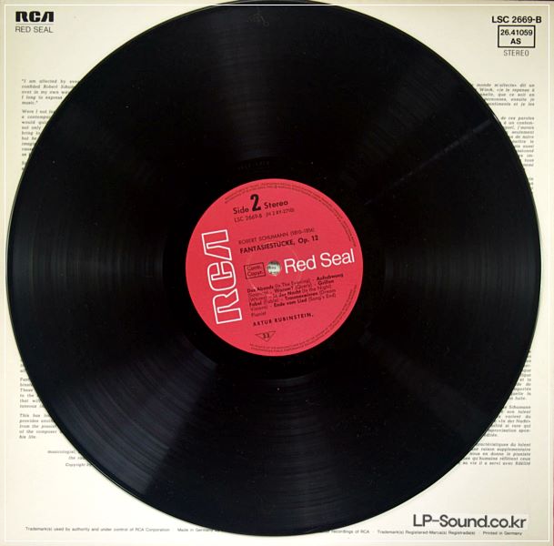 RUBINSTEIN SCHUMANN CARNAVAL, FANTASIESTUCKE - RCA LSC-2669