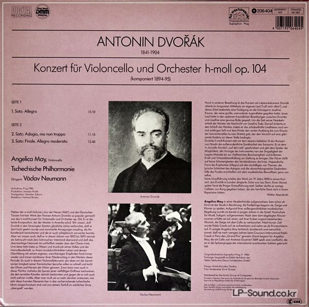 ANGELICA MAY DVORAK CELLO CONCERTO OP.104  SUPRAPHON  424697