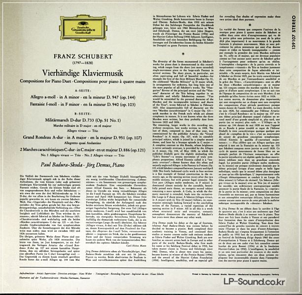 BADURA-SKODA; DEMUS. SCHUBERT (PIANO MUSIC 4-HAND). DGG 139 107 SLPM